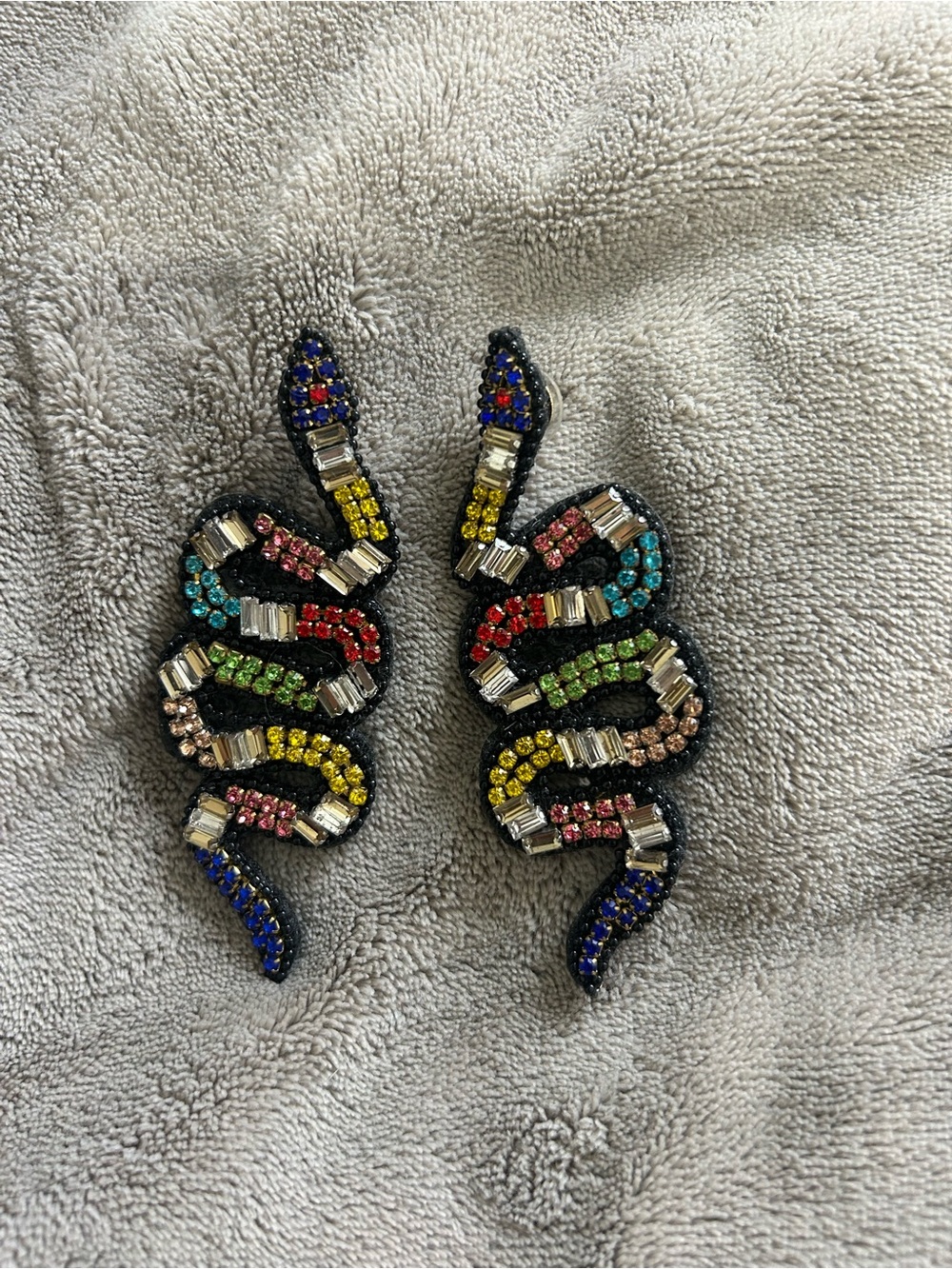 Colorful Rhinestone Snake Earrings